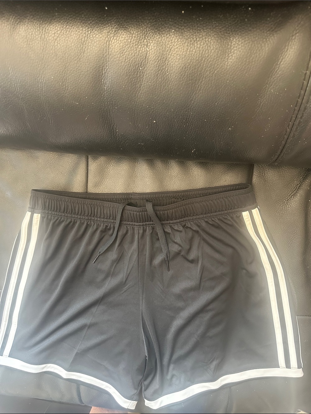 adidas Black Athletic Shorts with White Stripes